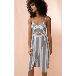 EXPRESS Striped Cut-Out Wrap Front Midi Dress